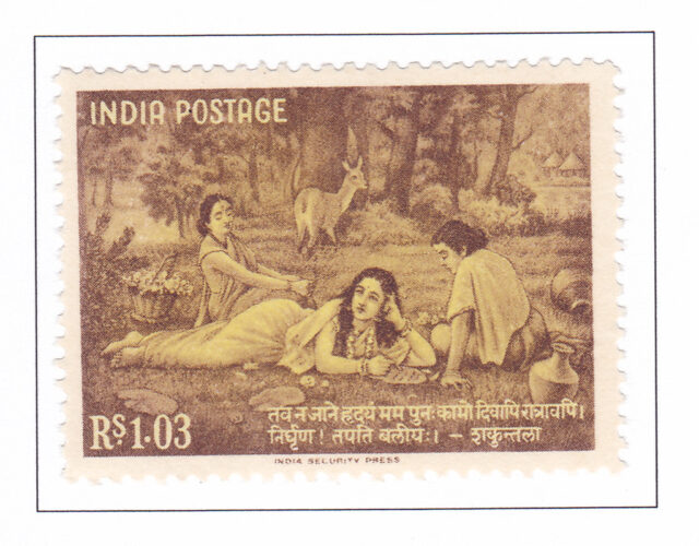 Shakuntala writing a letter to king Dushyanta – 1960