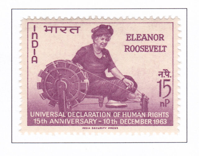 Eleanor Roosevelt at the spinning Wheels – 1963